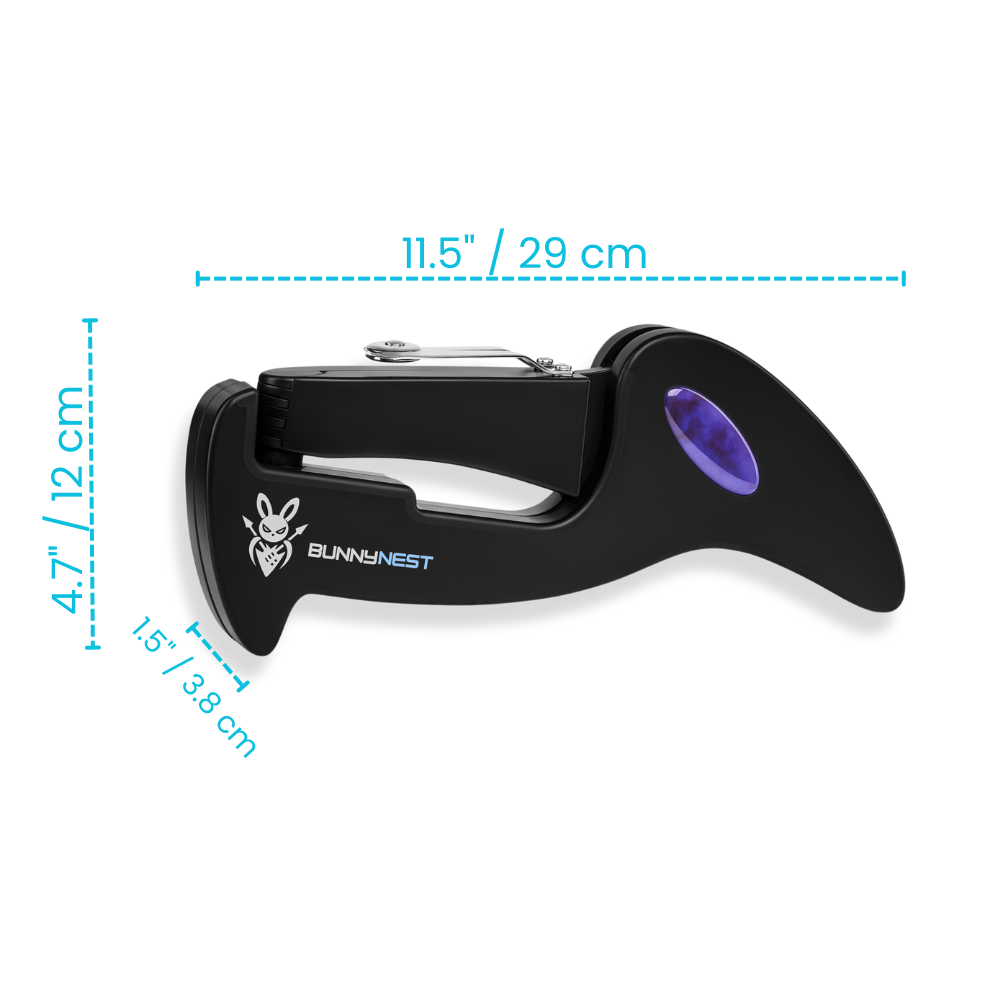 CFG BunnyNest, a lightweight portable folding guitar stand by Cable Free Guitar_ Fits all guitar types: electric, bass, acoustic, classic, and banjo_ Easily fits into your gig bag, ideal for musicians on the go_ Explore the versatility and convenience of the CFG BunnyNest