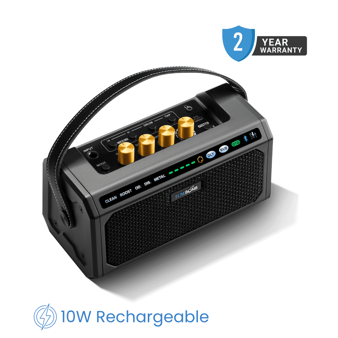 CFG cable free guitar TuneBomb 10w mini amp portable practice travel guitar bass amplifier rechargeable