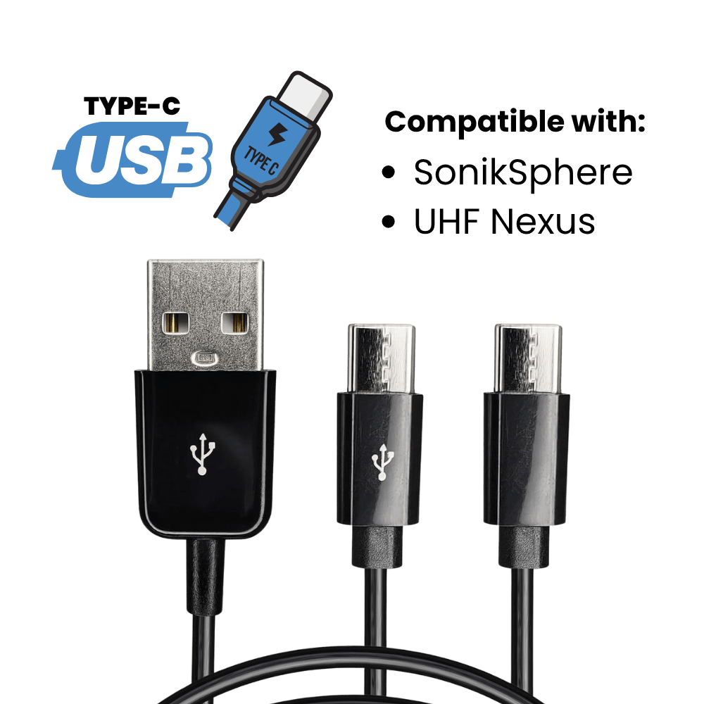 Dual Micro USB Y-Split Charging Cable For the CF-80 & SonikSphere Wireless Systems