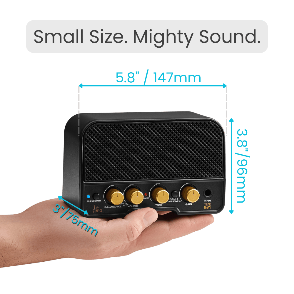 TuneBoy - Portable Rechargeable 5W Mini Guitar & Bass Practice Amp with Clean/Distortion Channels & Bluetooth 5.0. by CFG - Cable Free Guitar