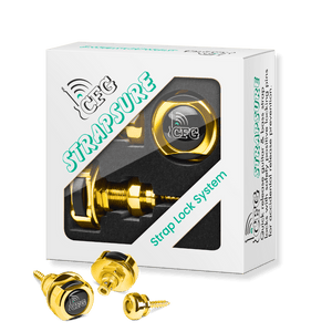 gold purenote guitar bass strap locks straplocks lock security CFG cable free guitar double deck quick release locking system