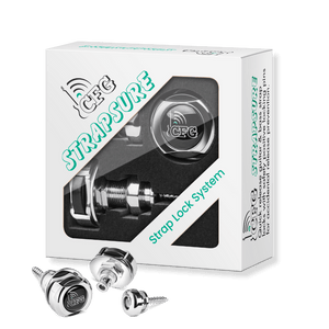 silver purenote guitar bass strap locks straplocks lock security CFG cable free guitar double deck quick release locking system