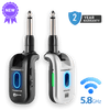 CFG Cable Free Guitar SonikSphere NEO 5.8GHz wireless guitar system featuring a black transmitter and silver receiver with illuminated status LEDs, plus New, 2-Year Warranty, and 5.8GHz icons 