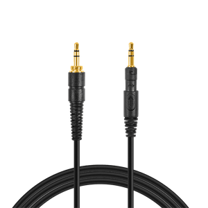 Black audio cable with gold connectors on a white background CFG Cable Free Guitar STUDIOSPHERE Monitoring Headphones — For Guitar Bass, Studio, & Everyday Listening - extra straight cable