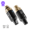 cfg cable free guitar xl-air Transmitter and receiver units with UHF and XLR symbols on a green background