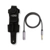 Black holstered device with a cable on a white background CFG Cable Free Guitar wireless guitar bass system transmitter holster belt pack Air-Pocket air pocket
