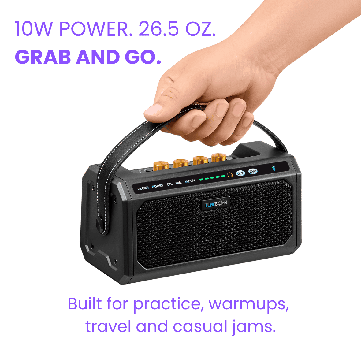 CFG cable free guitar TuneBomb 10w mini amp portable practice travel guitar bass amplifier rechargeable