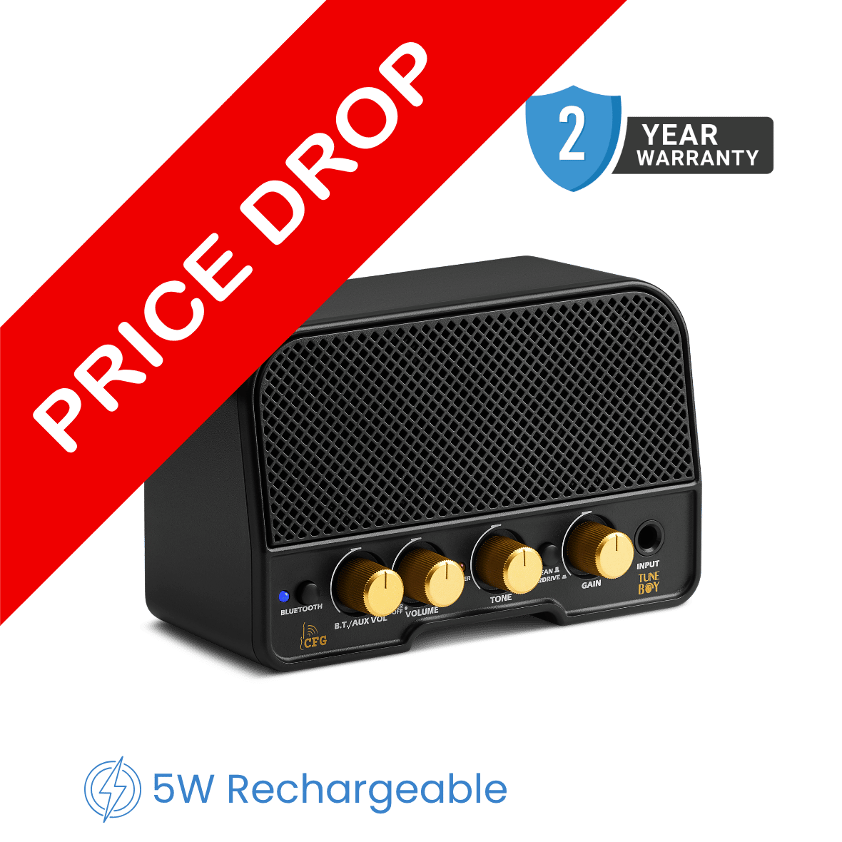 CFG cable free guitar TuneBoy 5w mini amp portable practice travel guitar amplifier rechargeable
