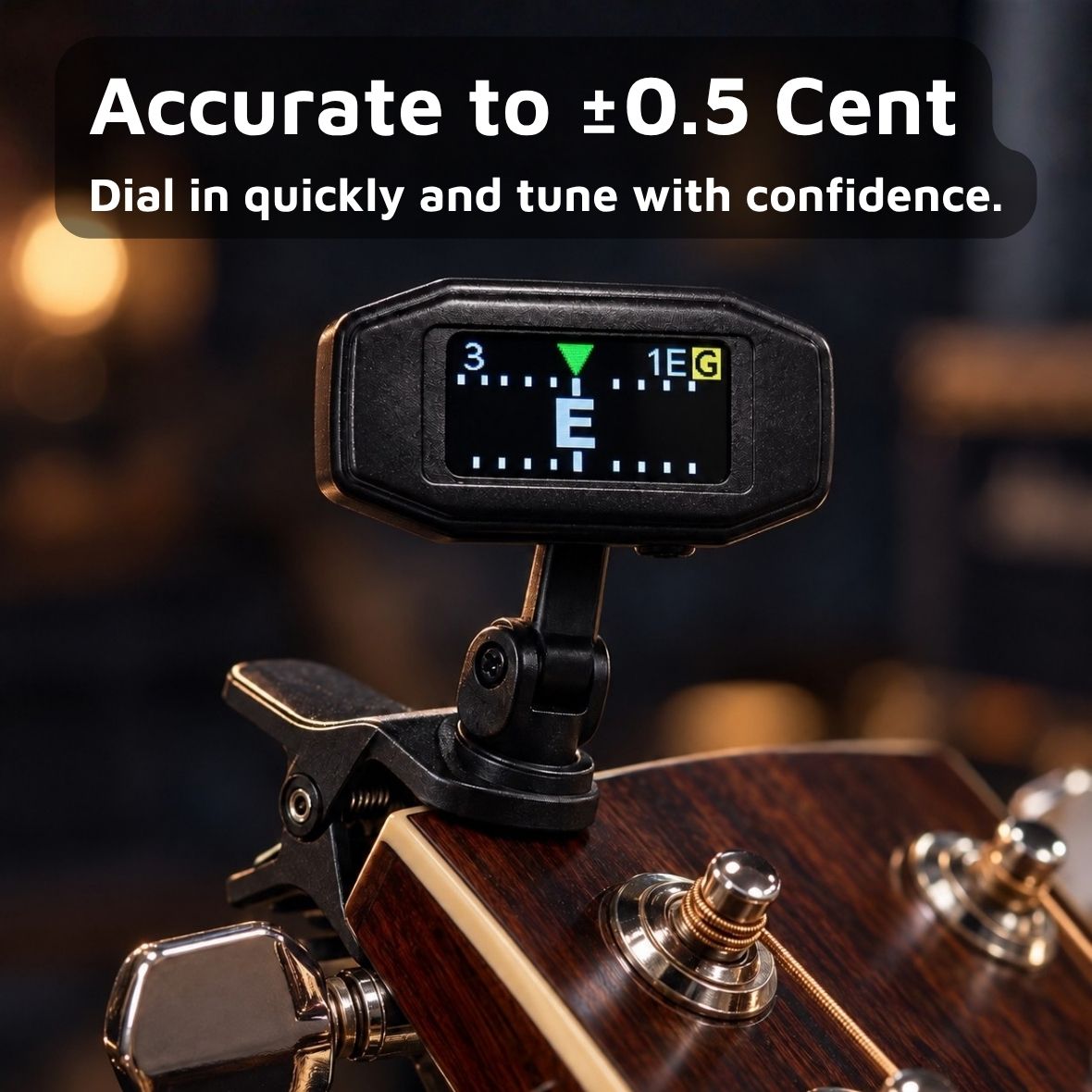 DeadOn clip-on guitar tuner for guitar bass violin ukulele chromatic by CFG cable free guitar 