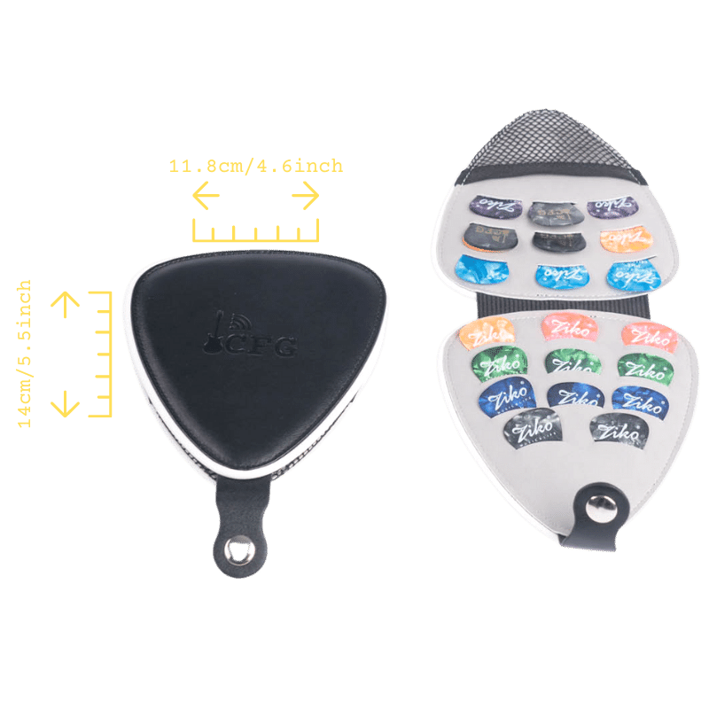 CFG pick shaped wallet with guitar picks